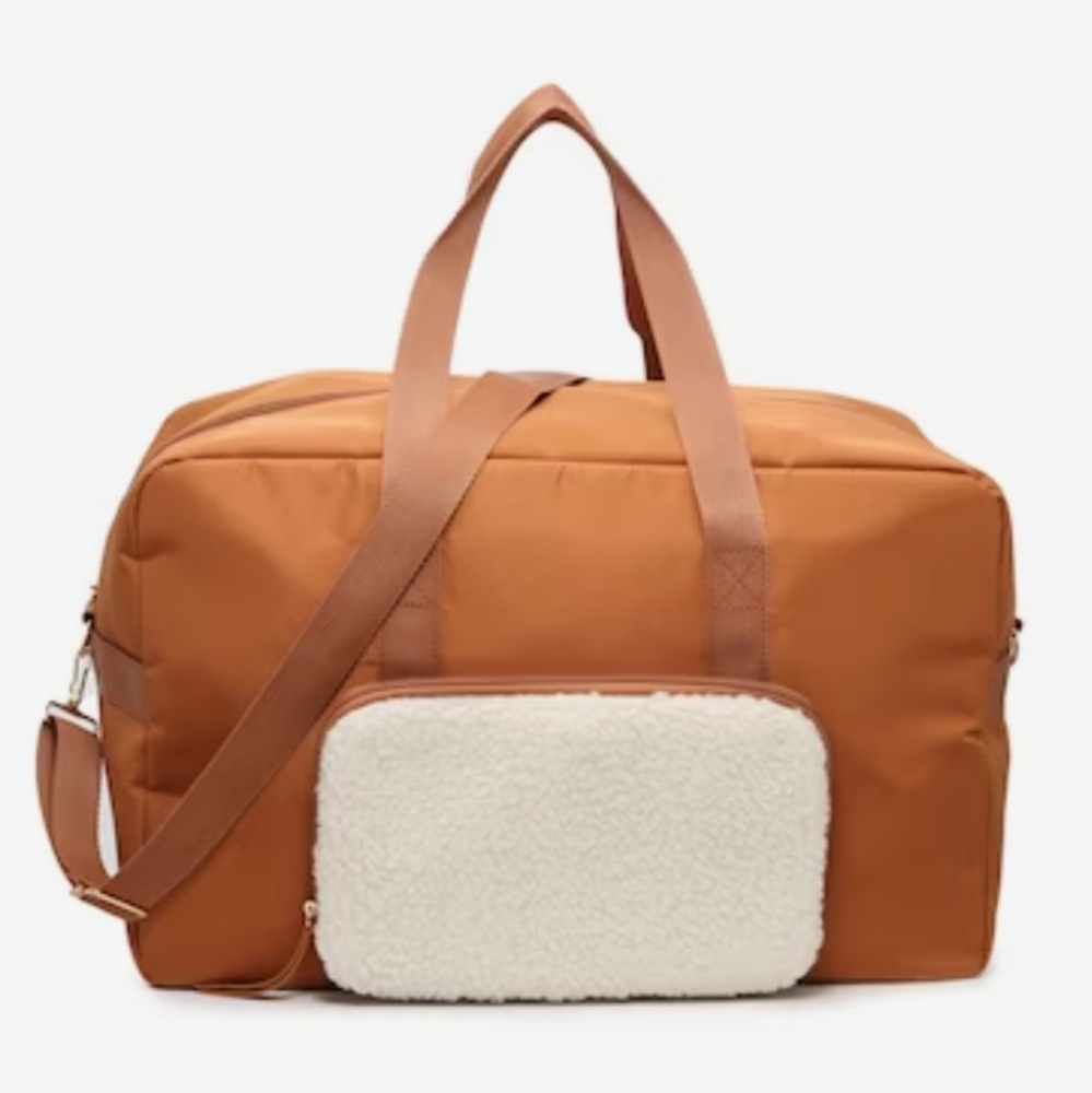 DSW Weekender Duffel Bag Tawny Brown Removable Clutch & Long Strap NWT